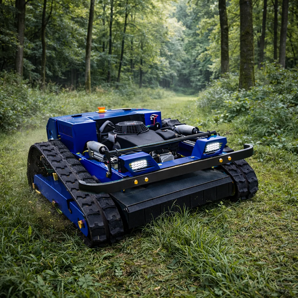 

Индивидуальная беспроводная самоходная газонокосилка-робот на гусеничном ходу с дистанционным управлением, 4-тактная, для любых типов местности