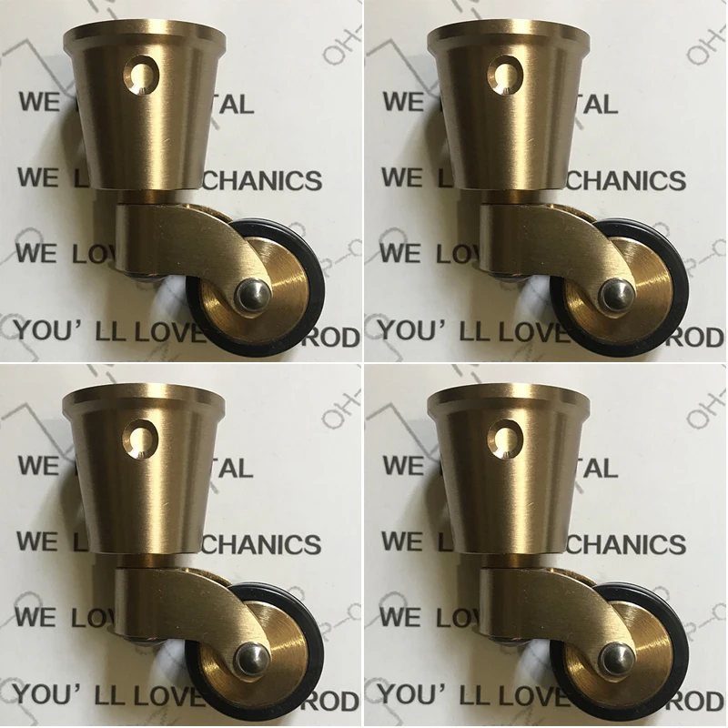 

4PCS 1'' Solid Brass+Rubber Silent Wheels Casters Table Chair Sofa Couch Piano Universal Furniture Castors 360° Swivel Rollers