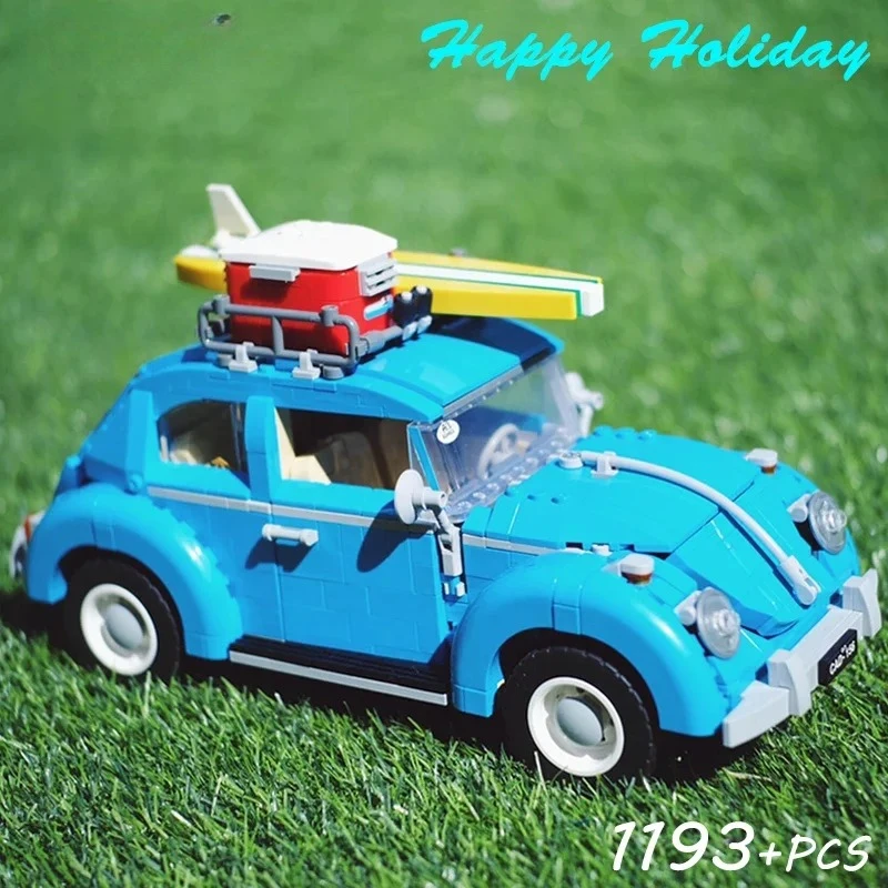1167PCS Technical Creative Retro Blue Beetle Car Building Blocks Assemble Bricks Camper Vehicle Toy Gift For Children Kids