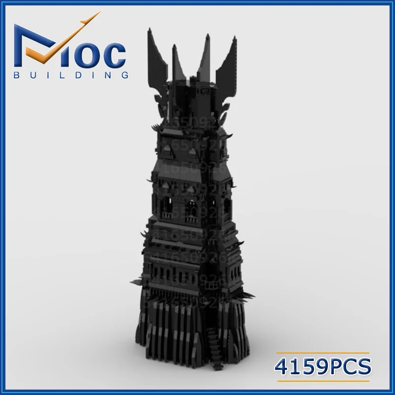 MOC Building Blocks Famous Movie Scene Orthanc Tower Model DIY Assembled Bricks Collection Display Toys Xmas Gifts