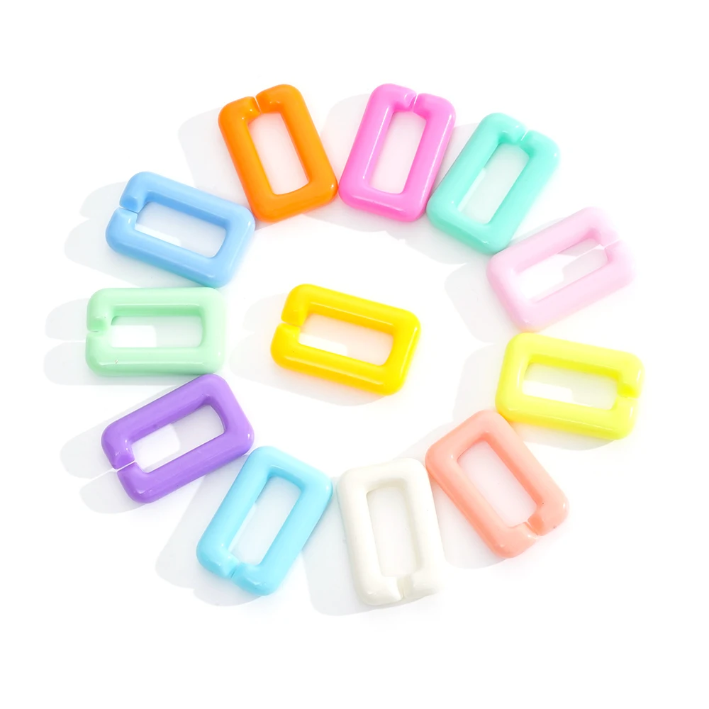 10pcs Large Acrylic Square Rings Mixed Color Link Chain Beads for Bracelet Necklace Making DIY Jewelry Glasses Chains Accessorie