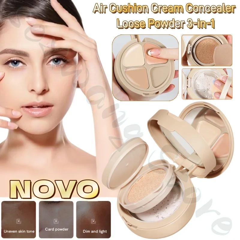NOVO Three-layer Cushion Cream Concealer Loose Powder three-in-one improves dullness and prevents makeup from coming off easily