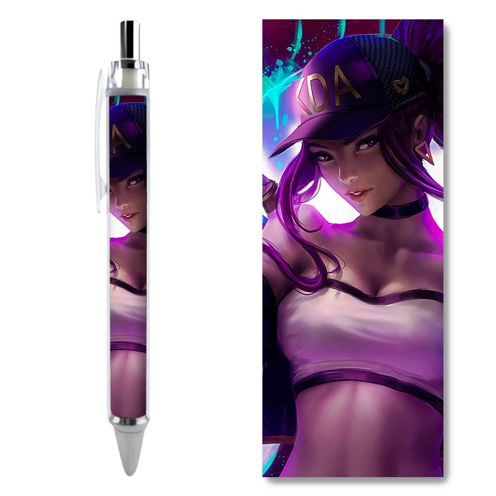 2/4PCS The Rogue Assassin Akali Gel Pens MOBA Game LOL KDA Album HD Pattern Caneta Stationery Writing School Supplies Kids Gifts