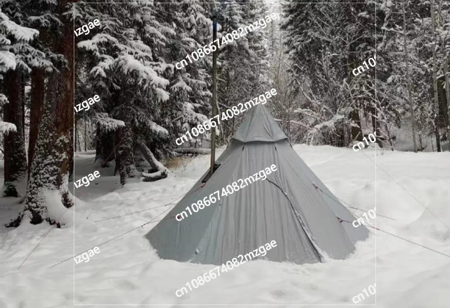 Outdoor Camping Outdoor Four Seasons Tent, Firewood Stove, Giant Corner Cone Camping Tent, Flame Retardant