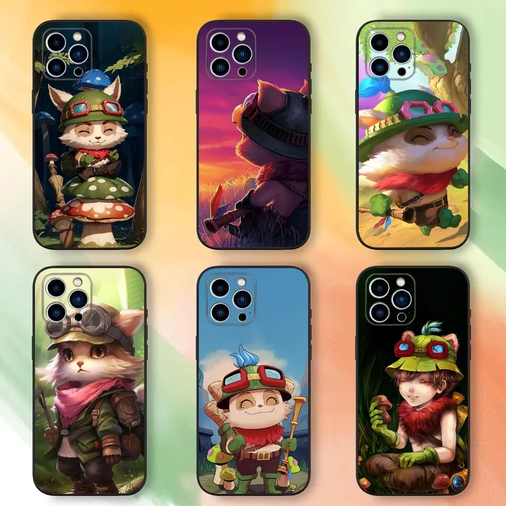 L-League of Legend T-Teemo Phone Case For iPhone 16,15,14,13,12,11 Plus,Pro Max,XS,X,XR,SE,Mini,8,7，Soft Silicone Black Cover