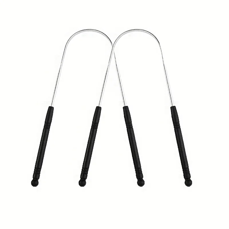 2pcs Hypoallergenic Metal Tongue Cleaners - U-Shaped Dental Hygiene Tools with Ergonomic Handles, Fresh Breath tool for Teeth