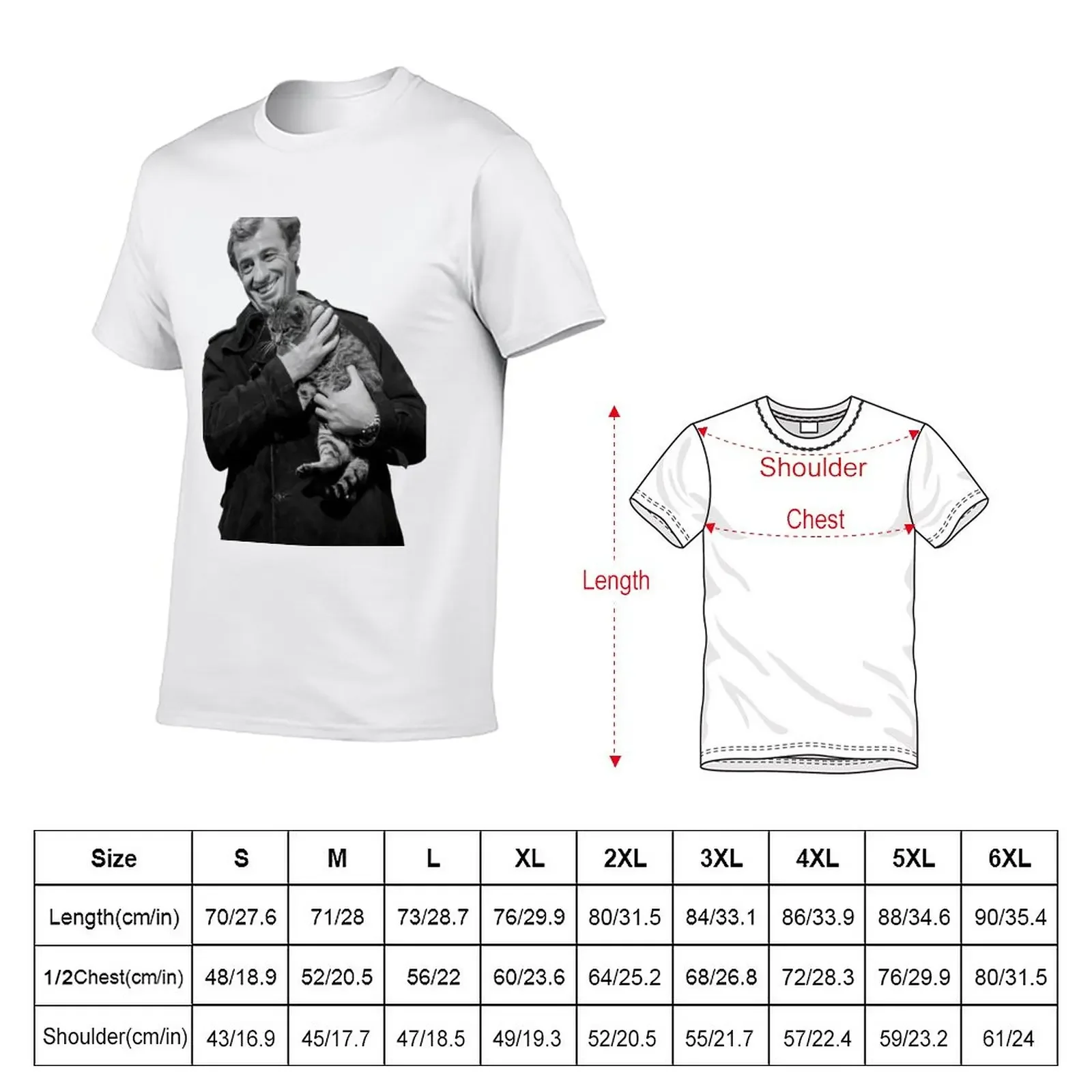 New Jean Paul Belmondo and a cat T-Shirt vintage t shirts customizeds mens plain t shirts