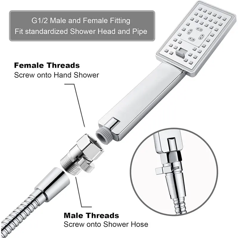 Dual Shower Head Combo Switch Bidet Accessories Matching Shower Head Shut Off Valve with Handle Lever