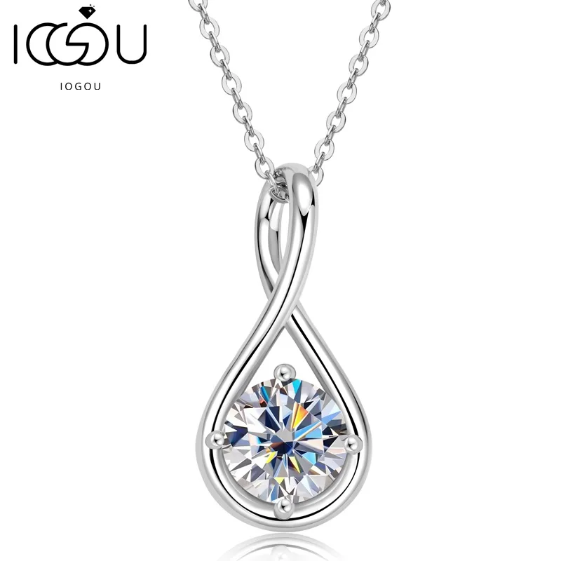 

IOGOU 8.0mm 2.0carat Infinity Pendant Silver 925 Real D Moissanite Necklace Women's News Trends 2023 Charm Jewelry Wedding Gift