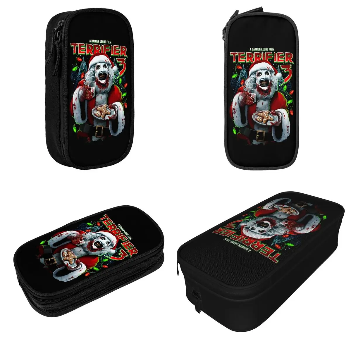 Fun Terrifier 3 Christmas Movie Pencil Case Pencilcases Pen Box for Student Large Storage Bags School Zipper Accessories