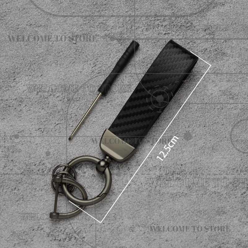 Carbon Fiber For Daihatsu Charade Luxio Terios Emblem Fashion Leather Keychain Men Women Car Key Ring Auto Accessories view 3