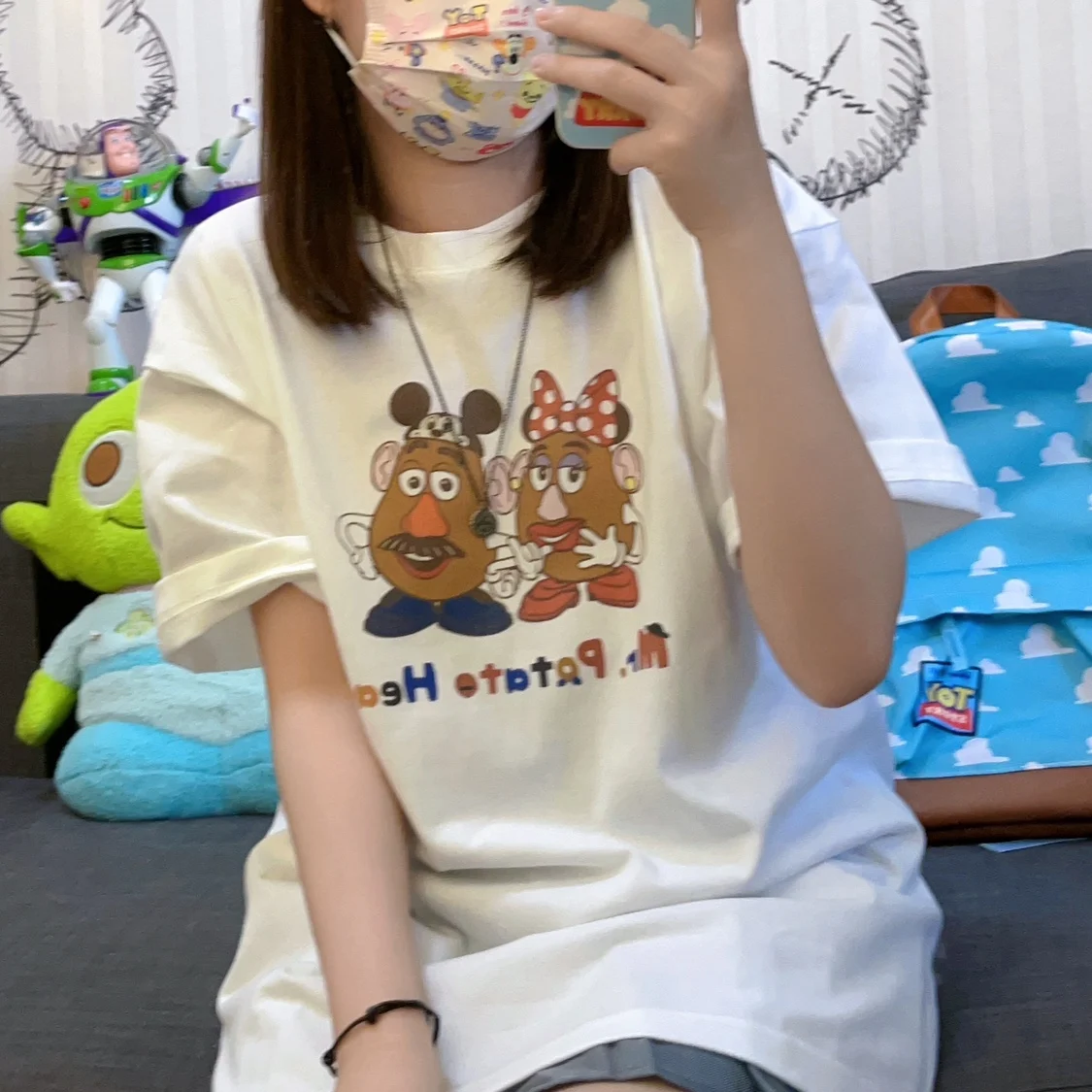 

2025 Homemade Heavy Bass Woody Three-eyed Boy Men's and Women's Short-sleeved Cotton Printed Couple Versatile T-shirt