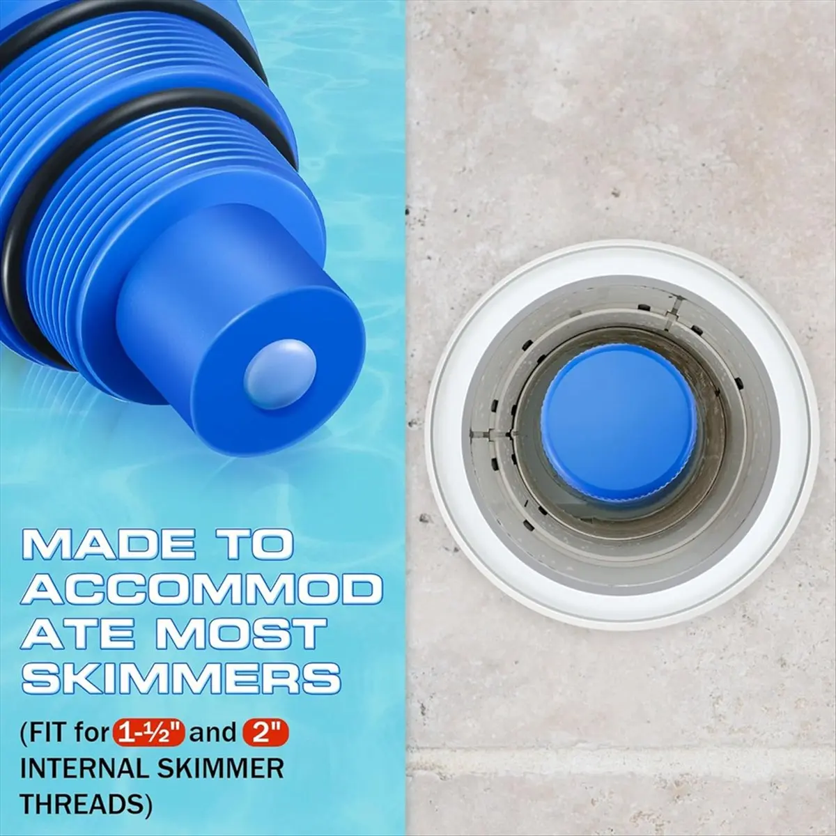 

(ABHW) Комплект из 2 заглушек для скиммера, крышка для скиммера, зимняя заглушка для скиммера с резьбой 1,5 и 2,0 дюйма, 9 дюймов