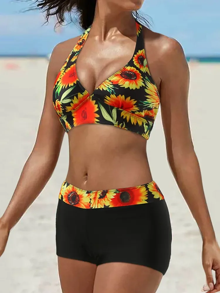 2024 Nowy Seksowny Strój Kąpielowy z Wysokim Stanem Damski Letni Dwuczęściowy Zestaw Bikini Kostium Kąpielowy Damski Strój Plażowy