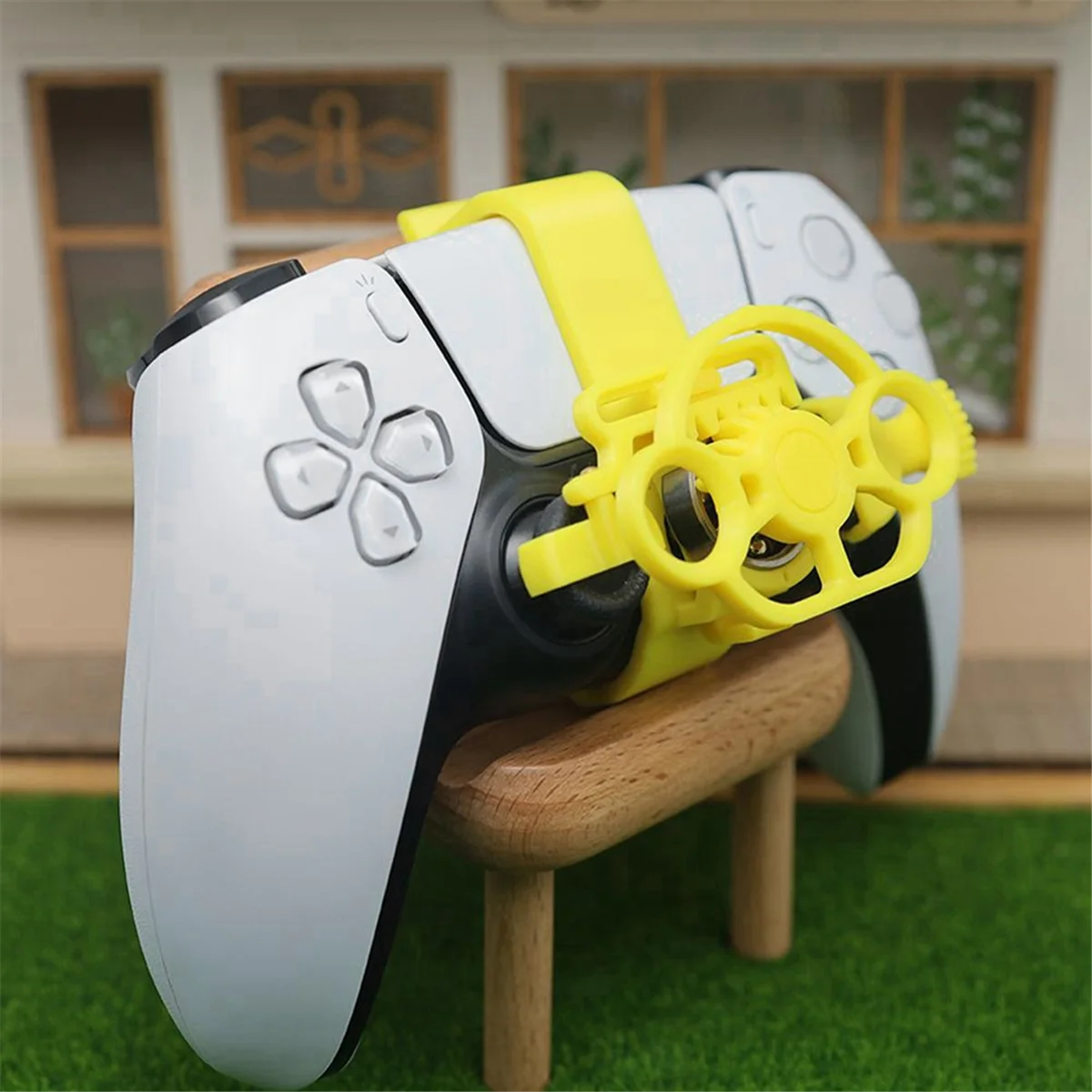 Pengontrol Roda Kemudi Mini AT42 untuk Game Balap, Roda Kemudi Balap Gamepad untuk Game Simulasi (Perak)