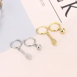 New Fashion Asymmetry Racket and Tennis Pendants Drop Ear Ring Ohrringe Piercing Pendiente Hoop Earring for Women Jewerly