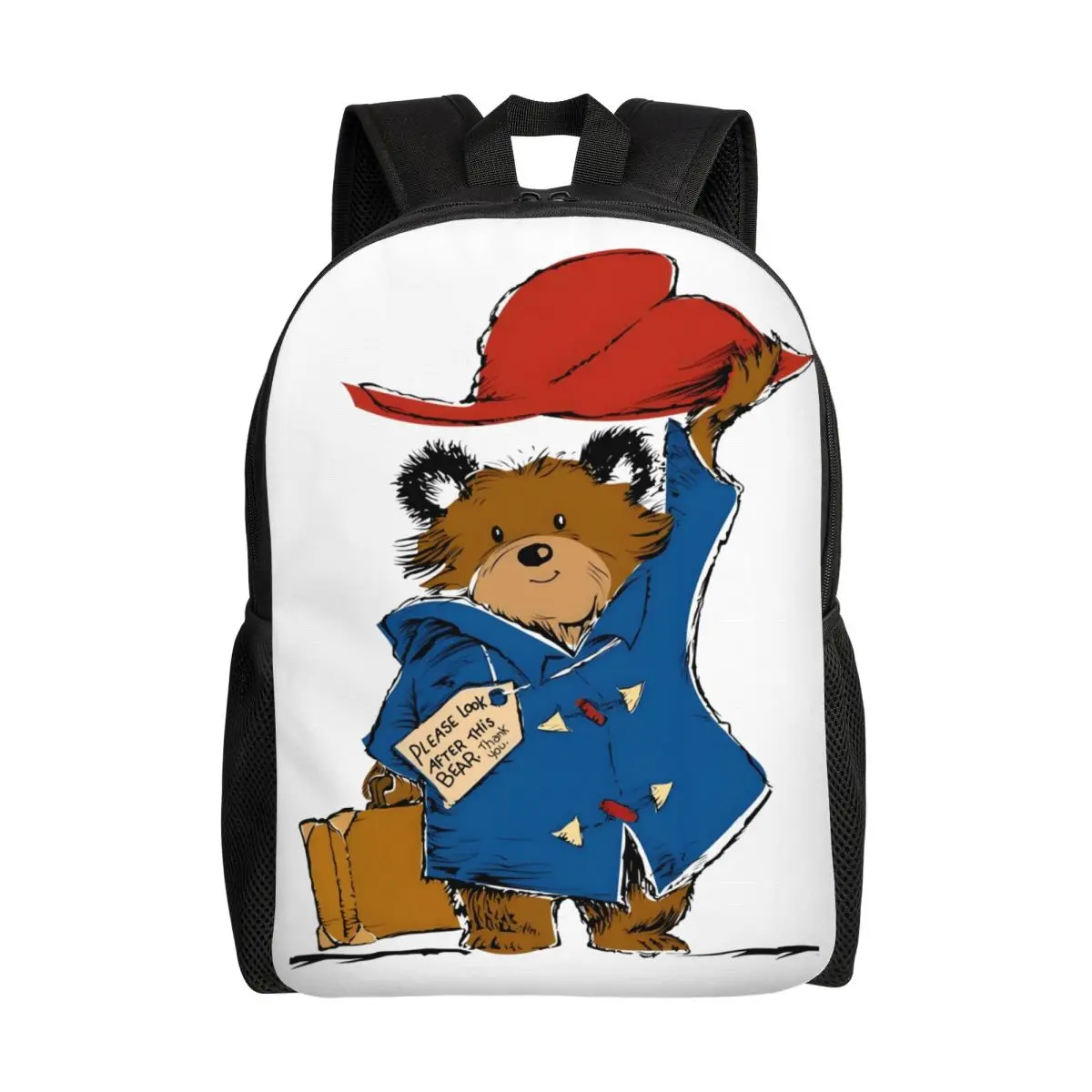 

Custom Cartoon P-Paddingtons Laptop Backpack Women Men Fashion Bookbag for School College Student Brown Bag