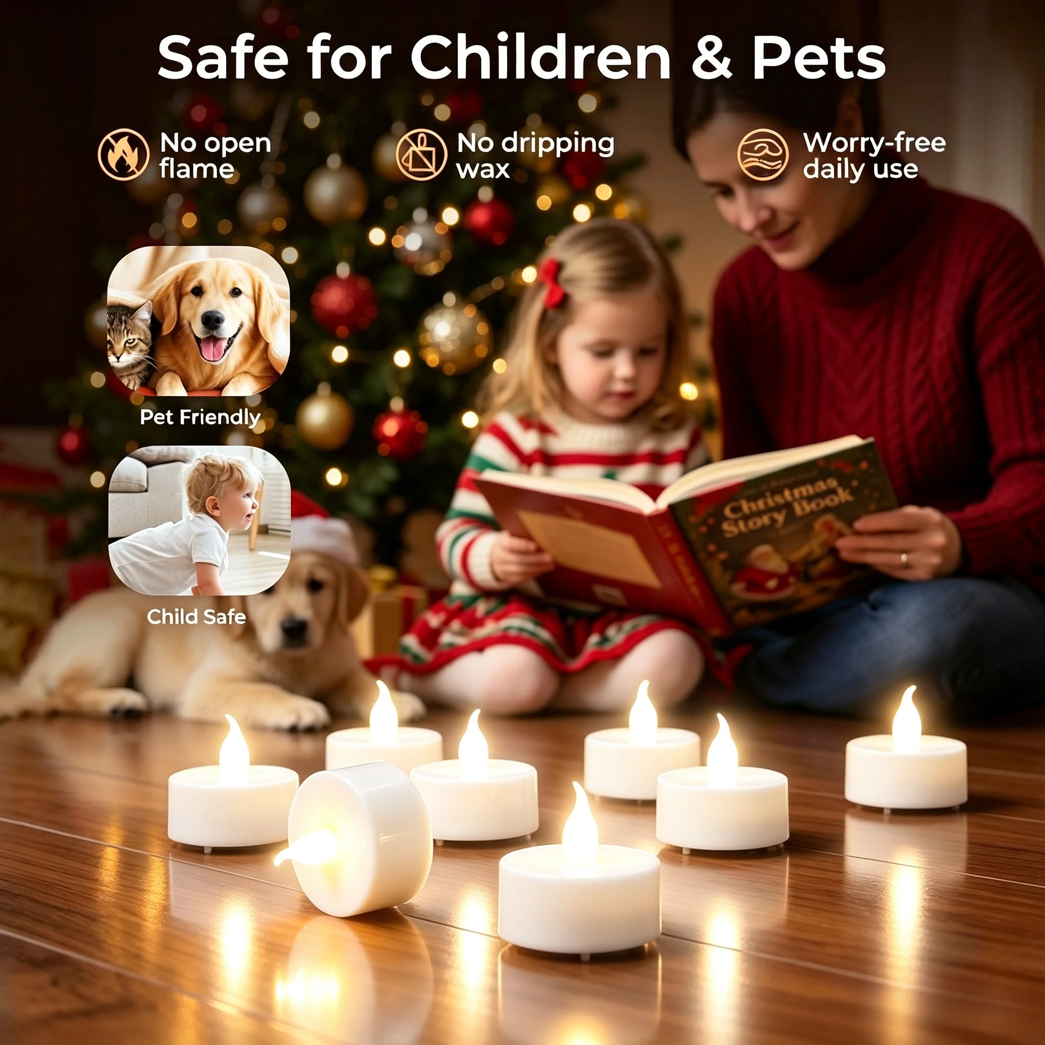 Flameless LED Tea Light Candles Realistic Bright Flickering Battery Operated Flameless Candles with Remote Control for Christmas