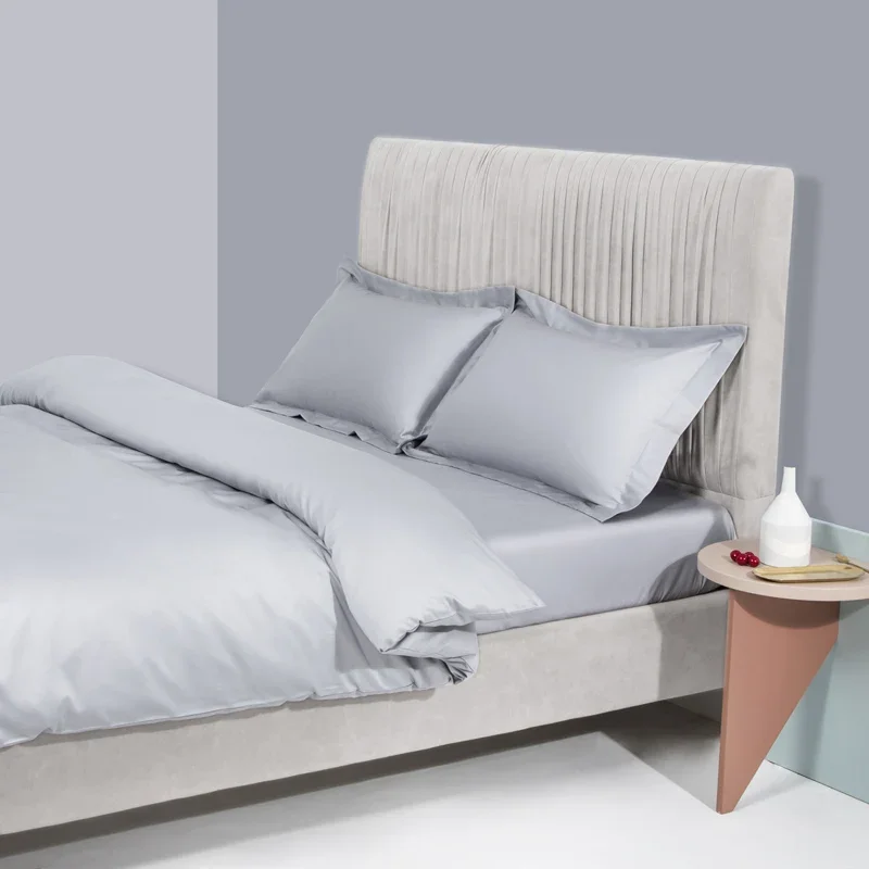 100%Egyptian Cotton Bed Sheet Set 1000 TC 4Pcs King Queen White Grey Duvet Cover Fitted Sheet with 2Pillowcases Hotel Beddingse