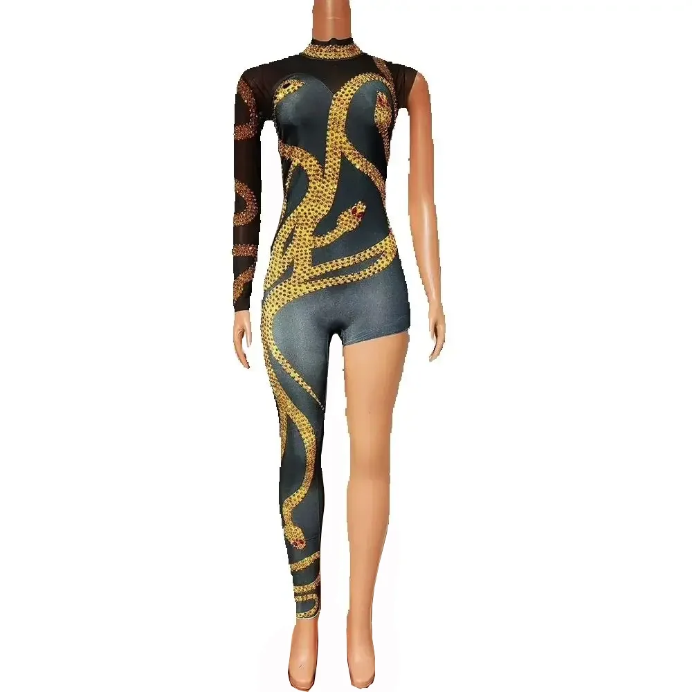 Sexy Birthday Celebrate Event Photo Shoot Wear Singer Dancer Performance Show Gowns Costume Sparkly Rhinestones Jumpsuit