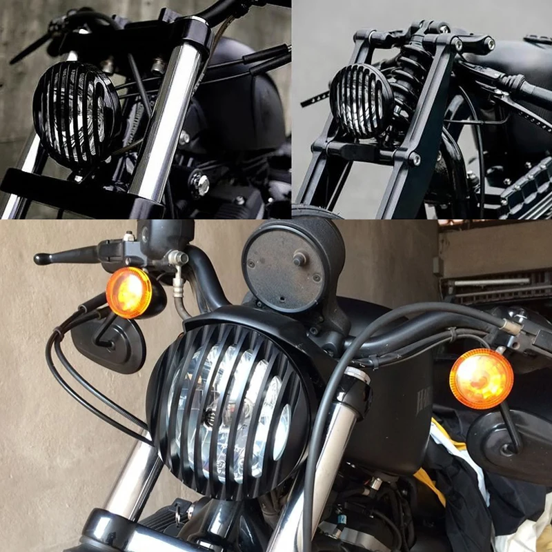 

Черная решетчатая накладка на фары, защита для фар, для Harley XL883 XL1200 48 Dyna Softail