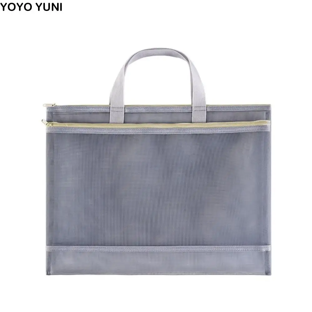 

Портативная сумка на молнии формата А3, креативный холщовый многослойный органайзер для файлов, большая вместительная сетчатая сумка для хранения книг, школьная сумка