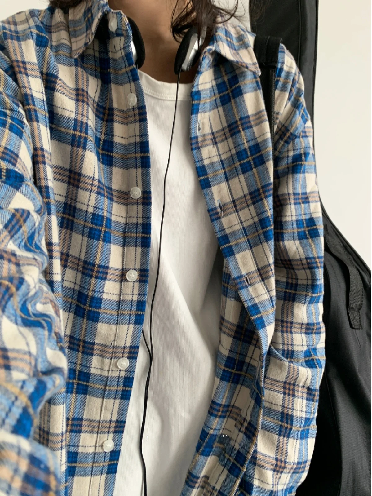 

Свободное длинное пальто в клетку для мужчин и женщин, весна-осень, новое, сине-белое, повседневное, в стиле колледж