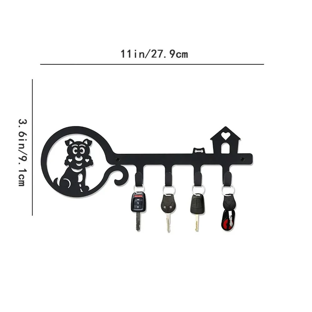 Home Decor Essential: Black Iron Key Rack with 'Sweet Home' Design, Complete Set Including Screws and Anchors