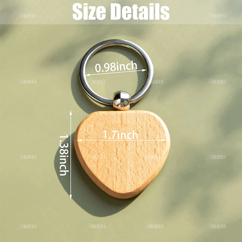 36Pcs DIY Blank Wooden Key Chain Square Wood Keychains Key Ring Wooden Key Ring