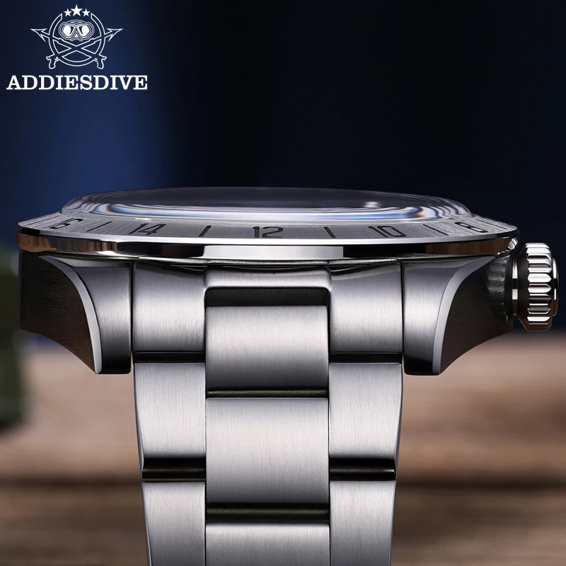 Imagem -03 - Addiesdive-relógio Gmt em Masculino Relógio de Quartzo Espelho de Bolhas Super Azul Luminoso 200m Mergulho Novo Aço Inoxidável