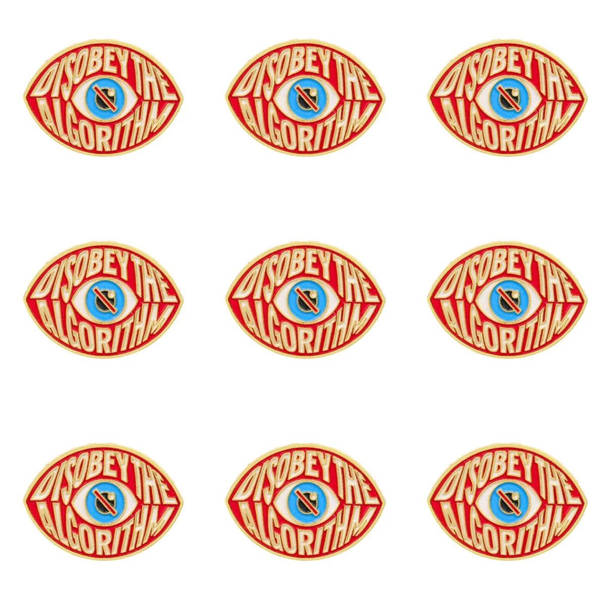 9 pièces de broches émaillées "DISOBEY THE ALGORITHM" avec citation anti-algorithme, badge de revers, accessoires de décoration pour sac à dos, veste, vêtements, cadeau