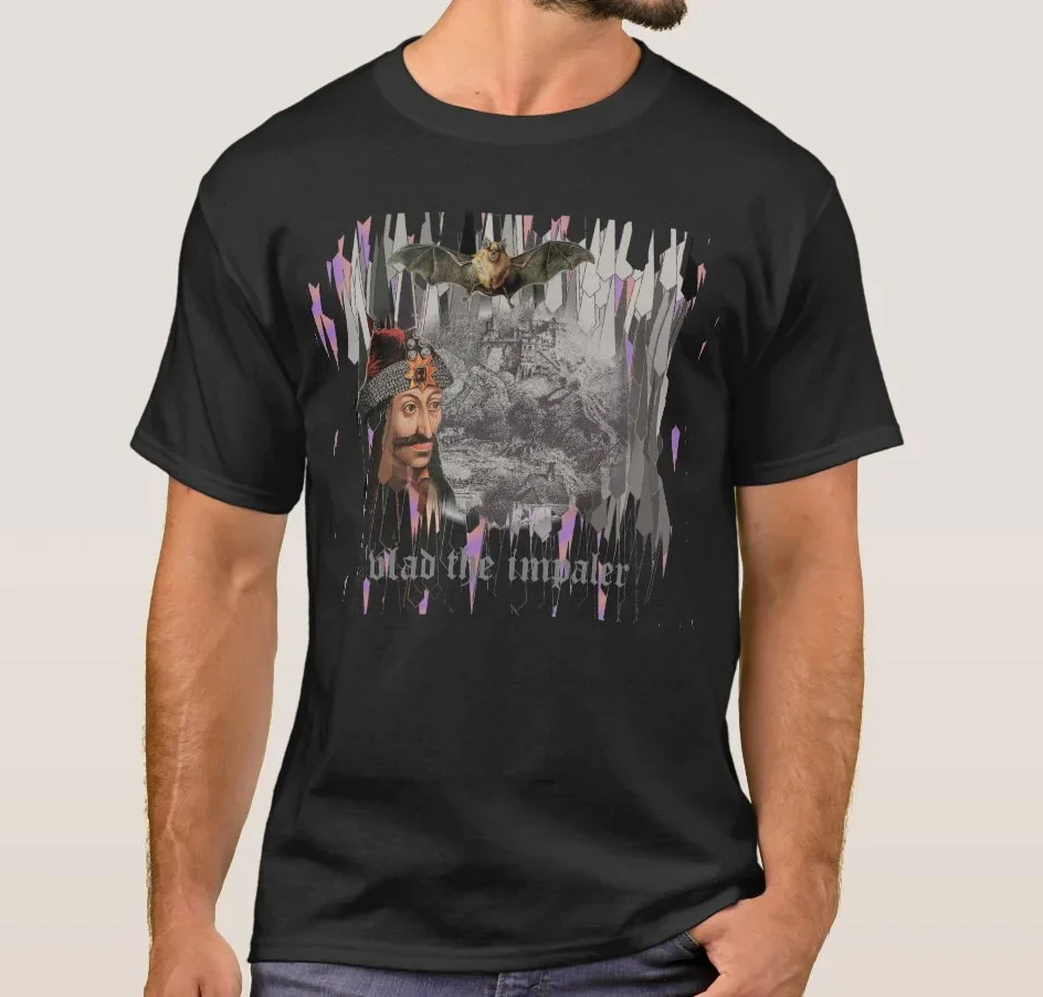 Crusader Order of The Dragon Vlad Dracula Castle and A Bat Vlad The Impaler T-Shirt. Summer Cotton Short Sleeve O-Neck T Shirt