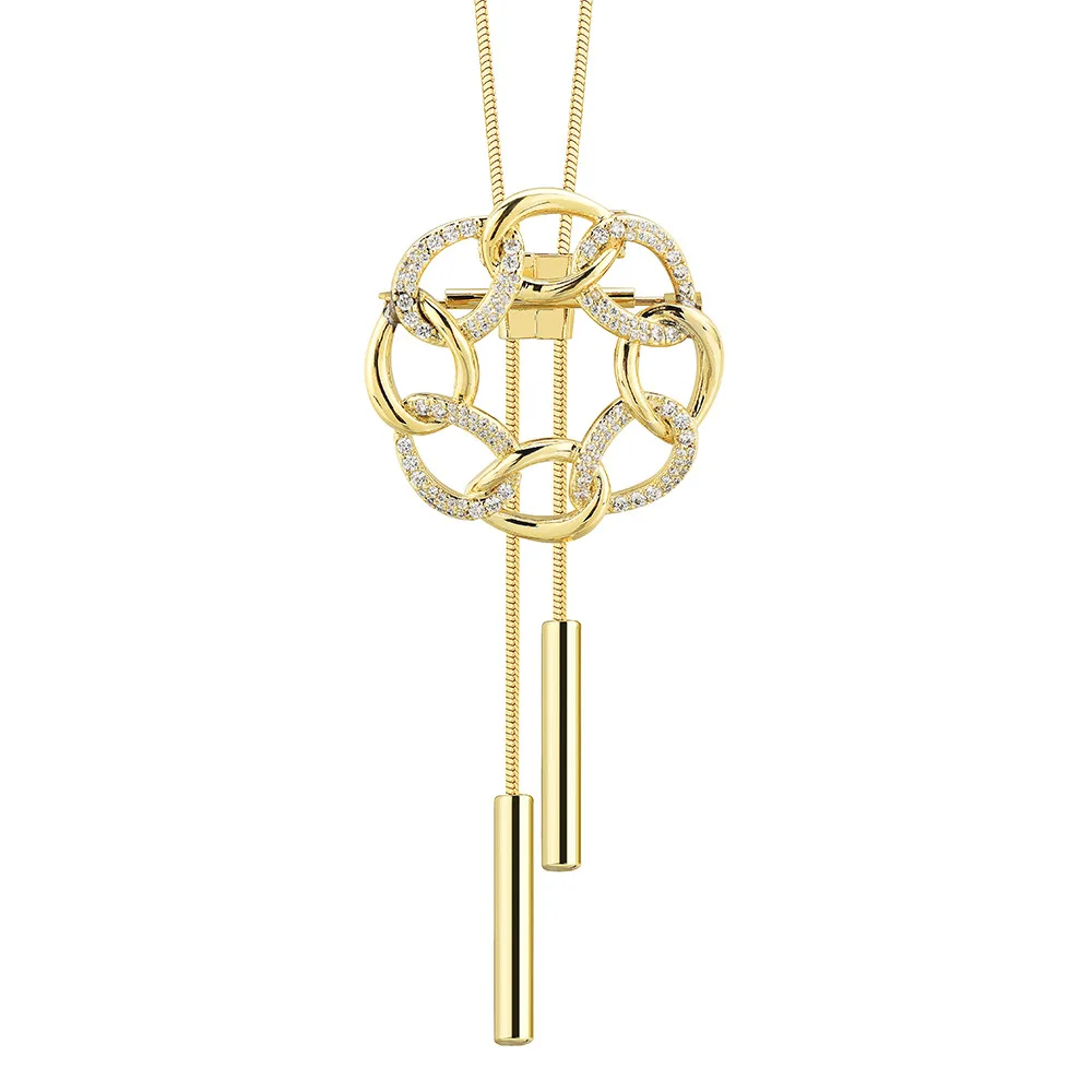 

The circular geometric sweater chain exudes a sense of high-end elegance, and the geometric long necklace