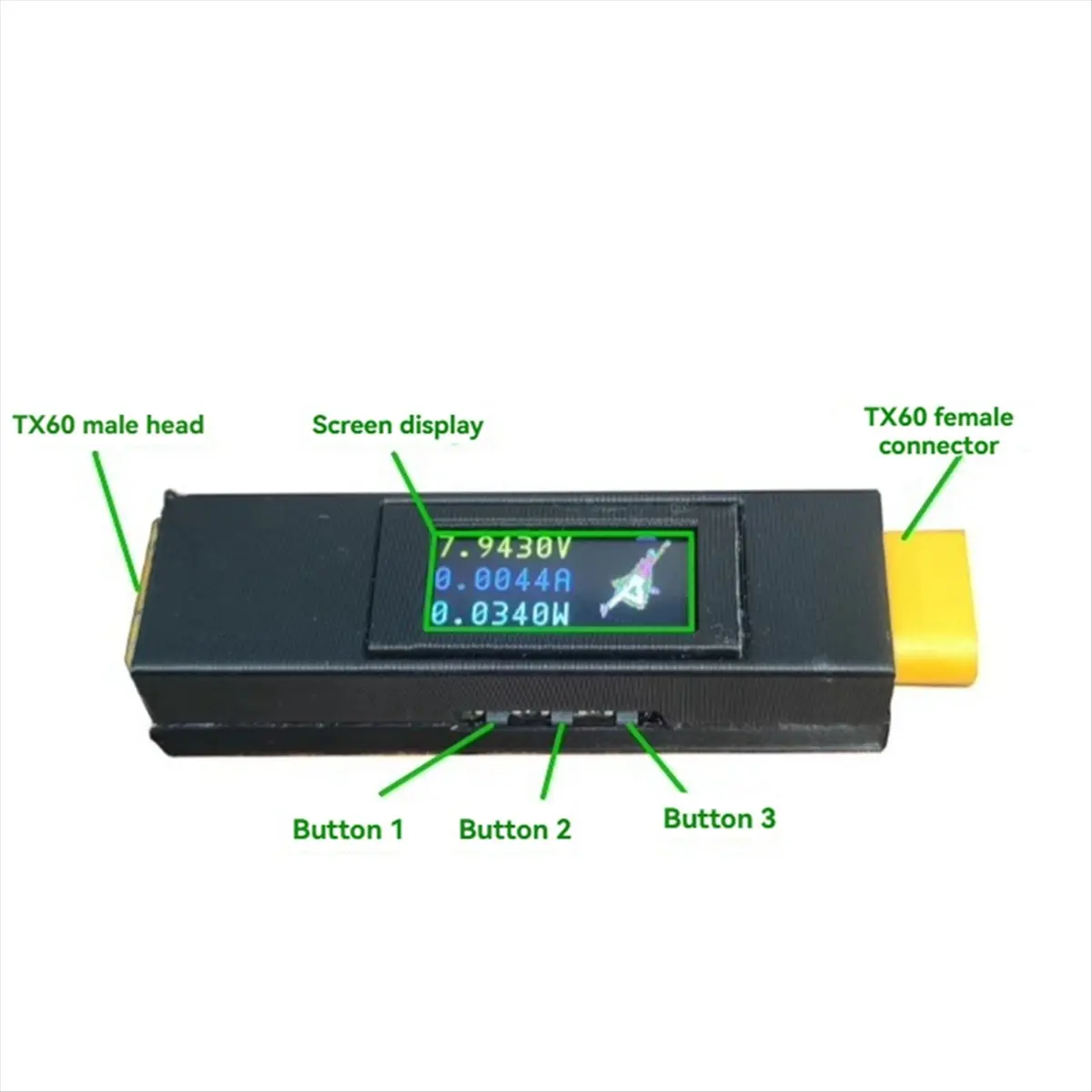 1-20S 100A Power Meter with Connector Digital Display Screen Voltage and Current Meter for UAV RC Car Ship Models