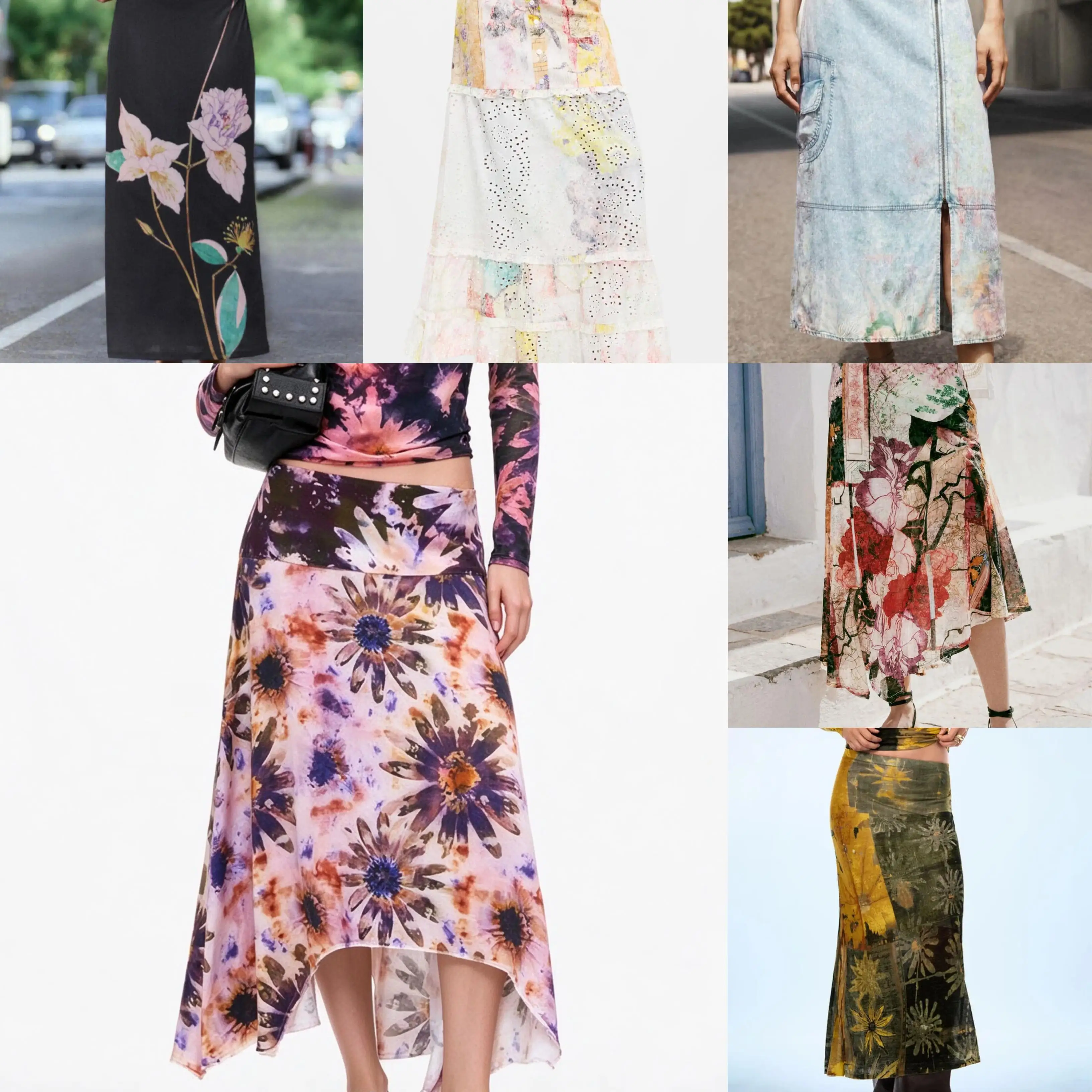 Spanish Foreign Trade Original Order 2026 Autumn/Winter New Product Embroidered Printed High Waist Hanging Half Skirt