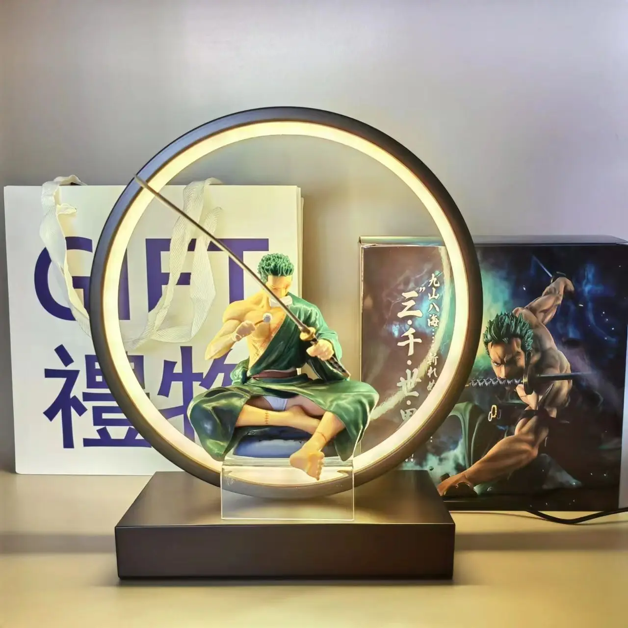 One Piece Zoro cartoon cartoon character figure creative cute Kawaii decoration ornament desktop lamp holiday gift wholesale