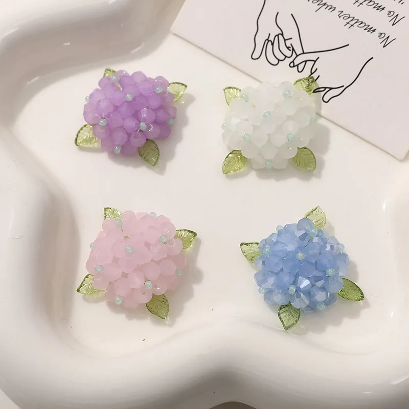 Clear Crystal Hydrangea Leaf Shoe Charms 1 Piece for Clogs DIY Summer Fresh Handmade Lightweight Youthful Green Cute for Women