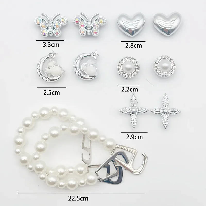 New Fashion Shoe Charms for DIY Rhinestone Pearl Metal Decoration Buckle for Hole Shoe Charm Accessories Kids Party Girls Gift