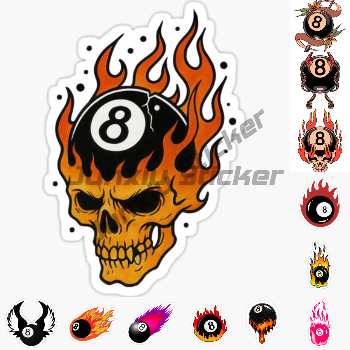 

Eight Ball Billiards Retro Car Stickers Creative Windshield Rearview Mirror Electric-Bicycle JDM Decals Car Goods Accessories