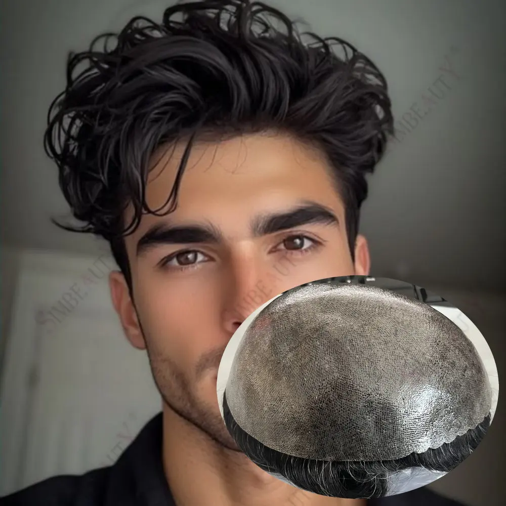 

Мужской незаметный тонкопленочный парик из натуральных волос (черный, коричневый, 1B40, серый) с имитацией естественной линии роста волос, прочный, для замещения волос при выпадении