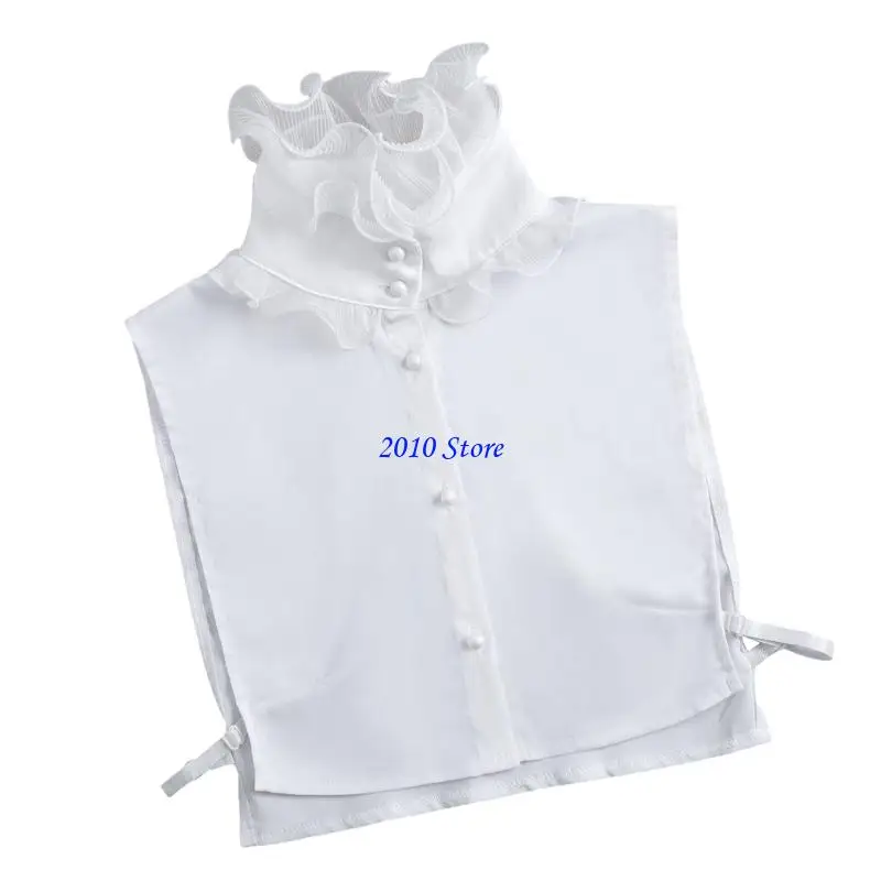 F3MF Ruffle Design Hoge Hals Faux Kraag Dames Accessoire Elegante Feestoutfit Decors