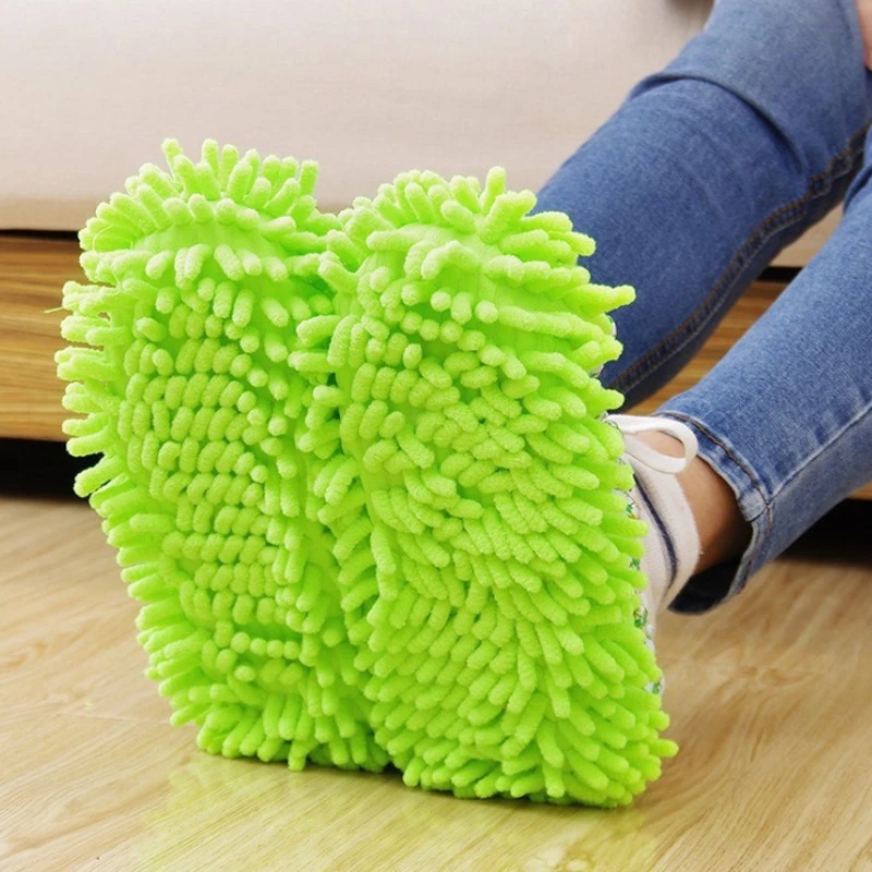 2 Pieces of Chenille Mop Slippers Dust Removal Foot Socks Mop Cap Multifunctional Floor Cleaning Lazy Shoe Cover Dust Collector