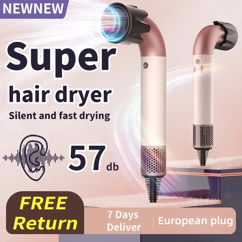 1400W pure original high-power hair dryer, dries hair quickly, lightweight body, low noise, comes with various types of nozzles