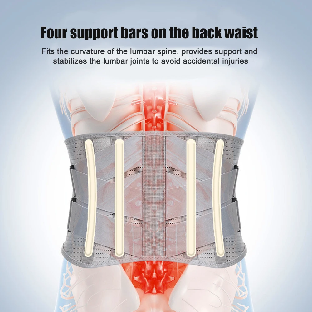 Back Support Lower Back Brace provides Back Pain Relief - Lumbar Support Belt for Men Women Keeps Your Spine Straight Safe