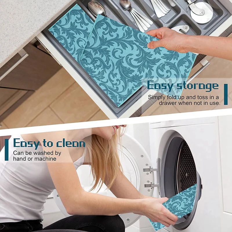 بساط تجفيف الأطباق، 2 عبوة من بساط تجفيف الأطباق، بساط تجفيف ماص، طبق قابل للغسل في الغسالة