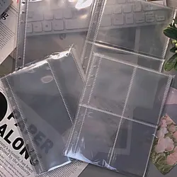 Bolsas de PVC para relleno de documentos, protectores de tarjetas postales, suministros de oficina, hojas sueltas transparentes, A5, 4 bolsillos, 6 agujeros, 10 unidades por lote