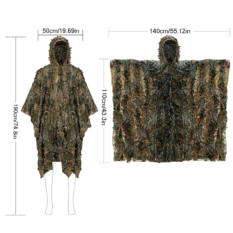 Outdoor Hunting Maple Camouflage Cape, Jungle Ghillie Suit