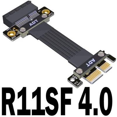 كابل تمديد ADT PCI-E X1 Riser ثنائي 90 درجة PCIe 4.0x1 إلى x1 كابل تمديد PCI Express 1x موسع شريط للبطاقات مزود بشريط Gen4 16G/Bps