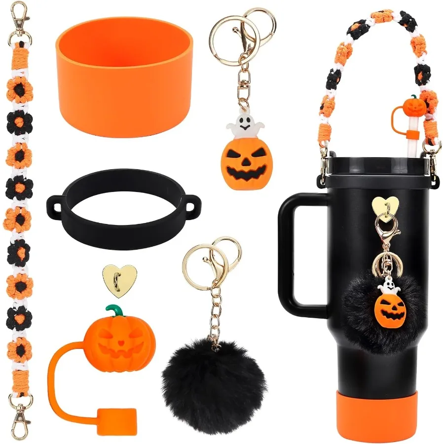 

Набор аксессуаров для чашек, включая ремешок с ручкой для бутылки с водой, силиконовый чехол для чашки, силиконовый соломенный чехол, подвески для стакана на 40 унций, 30 унций