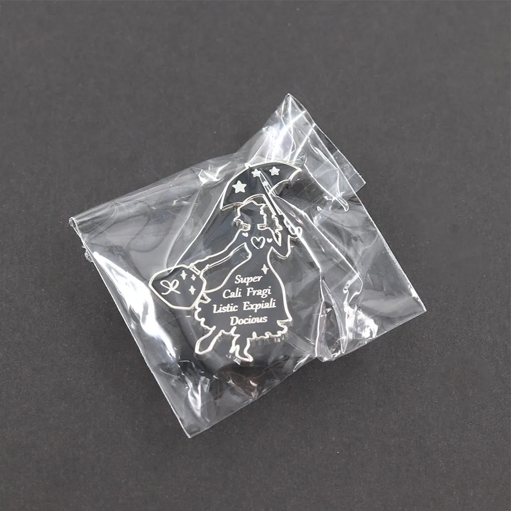 Mary Poppins Emaille-Pin Regenschirm-Silhouette Brosche Klassisches Musikfilm-Accessoire Rucksack-Jacken-Dekoration Fangeschenk – Detail 12